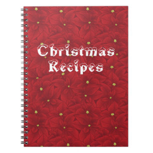Caderno Espiral Art Nouveau Retro Red Floral Natal Poinsettia