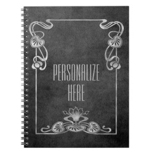 Caderno Espiral Art nouveau suede parece elegante cinza de prata l