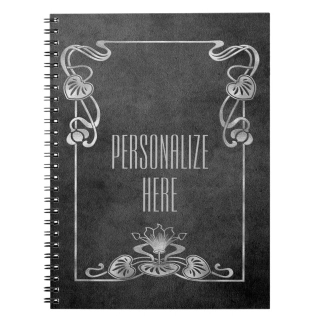 Caderno Espiral Art nouveau suede parece elegante cinza de prata l (Frente)
