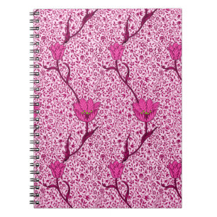 Caderno Espiral Art Nouveau Tulip Damask, Wine & Fuchsia Pink Pink