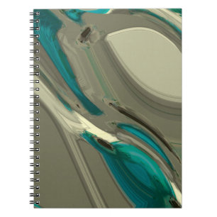 Caderno Espiral Arte abstracta cinzenta e azul