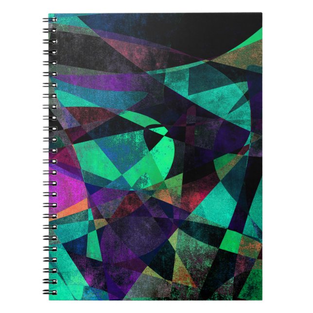 Caderno Espiral Arte abstracta geométrica, colorida, suja (Frente)