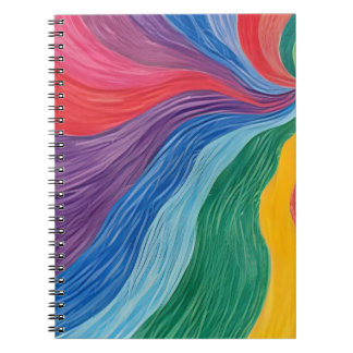 Caderno Espiral Arte abstrata de arco-íris psicodélico vibrante na