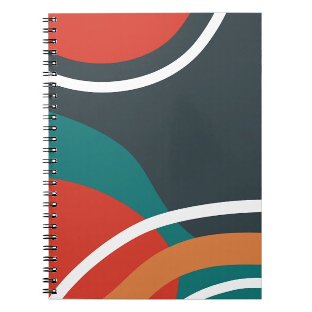 Caderno Espiral Arte abstrata em linha com cores retrô (Frente)