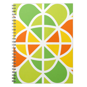 Caderno Espiral Arte Abstrata Explosão Solar Geométrica Vibrante
