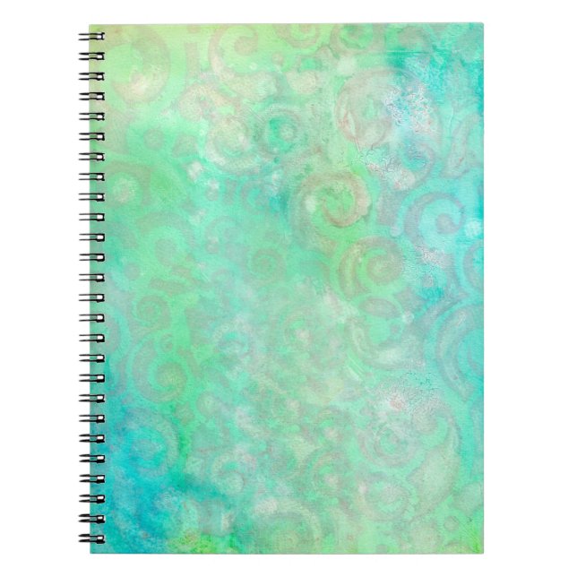 Caderno Espiral Arte Abstrato azul e verde (Frente)