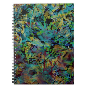 Caderno Espiral Arte Abstrato Rabiscado Multicolorido