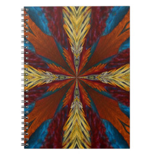 Caderno Espiral Arte Abstrato Vermelha Azul