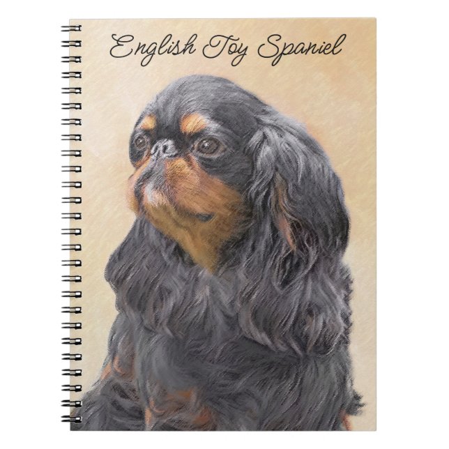 Caderno Espiral Arte Animal Original Pintura Inglesa Toy Spaniel (Frente)