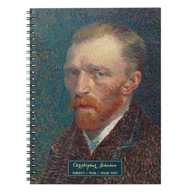 Caderno Espiral Arte Antiga Monograma Dourado de Vincent Van Gogh (Frente)