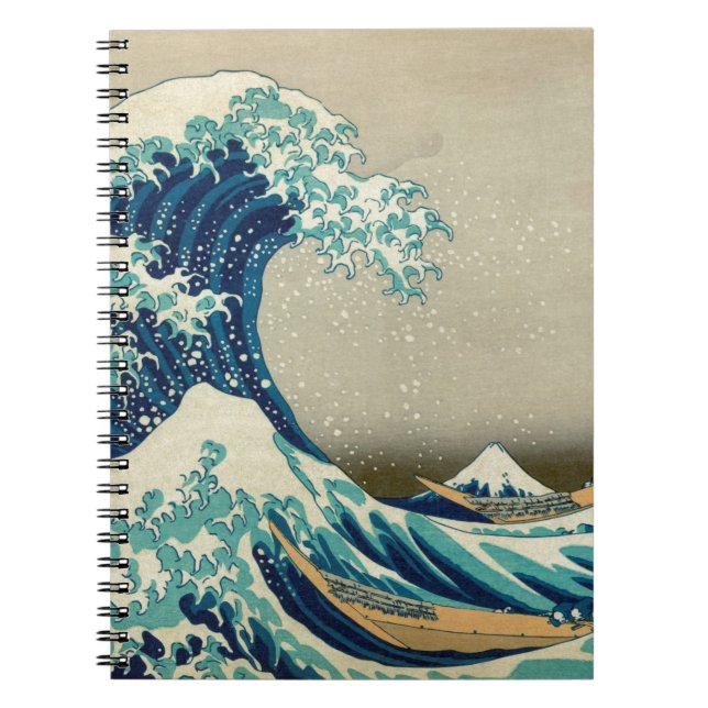 Caderno Espiral Arte asiática - a grande onda fora de Kanagawa (Frente)