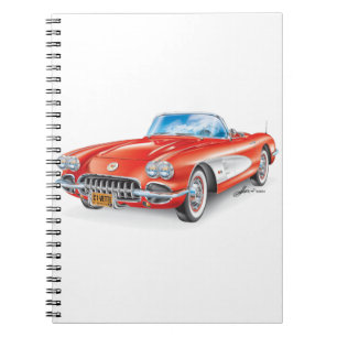 CADERNO ESPIRAL ARTE AUTOMÓVEL DE VETTE ELEGANTE