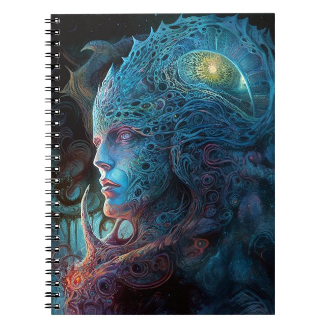 Caderno Espiral Arte Científica Surreal do Homem de alienígena (Frente)