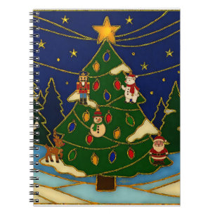 Caderno Espiral Arte Cloisonne Floresta Caprichosa Natal Clássico