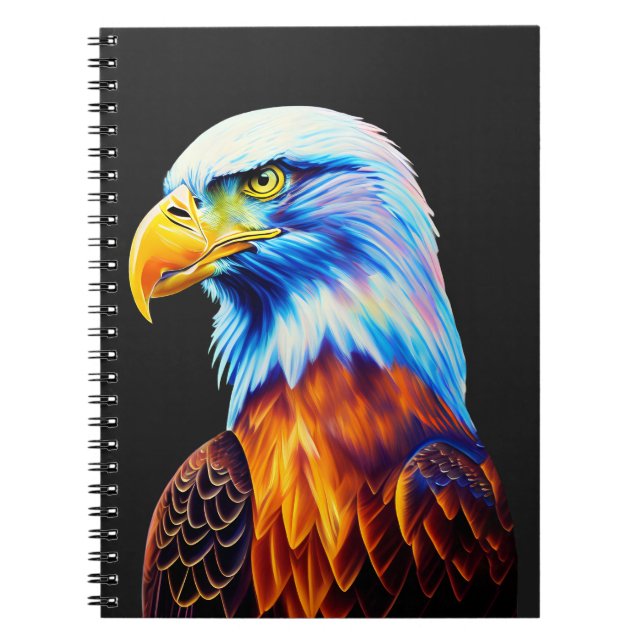 Caderno Espiral Arte Colorida Bald Eagle (Frente)