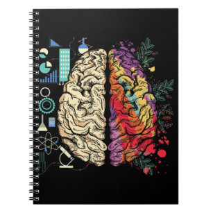 Caderno Espiral Arte Colorida da Arquitetura da Ciência do Cérebro