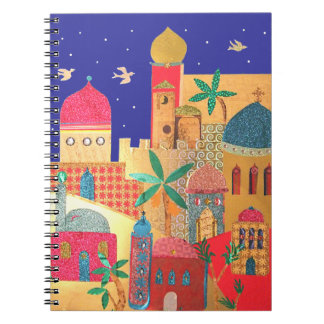Caderno Espiral Arte colorida da cidade de Jerusalem