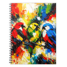 Arte Colorida de Papagaios Abstratos Aves Tropicai