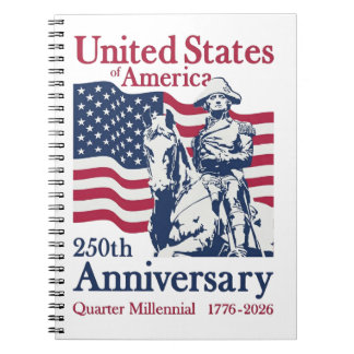 Caderno Espiral Arte Comemorativa do 250º Aniversário dos Estados 