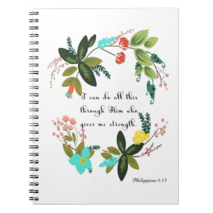 Caderno Espiral Arte cristã das citações - 4:13 dos Philippians