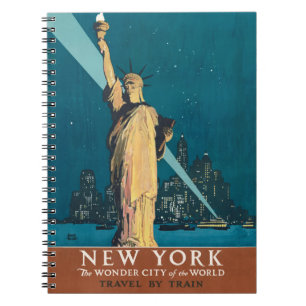Caderno Espiral Arte da Estátua da Liberdade da Cidade Maravilhosa