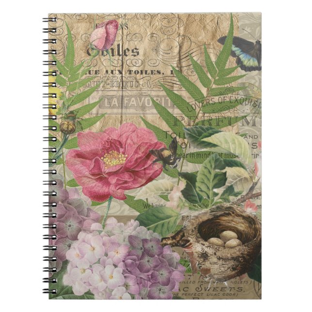 Caderno Espiral Arte da Flor Floral do Ninho Floral (Frente)