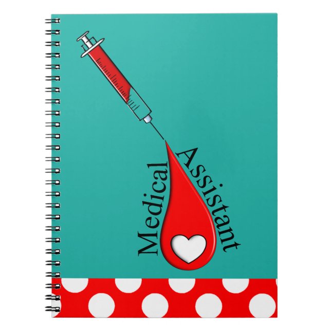 Caderno Espiral Arte da gota do sangue do assistente médico (Frente)