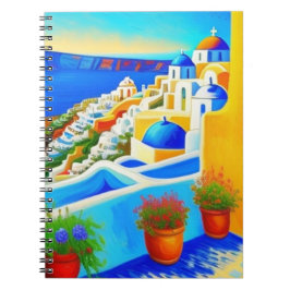 Caderno Espiral Arte da ilha Santorini