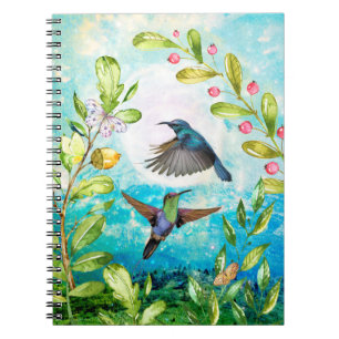 Caderno Espiral Arte da natureza da aguarela do nascer do sol da