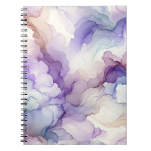 Caderno Espiral Arte de Abstrato de Cor de Água Púrpura da Orquíde