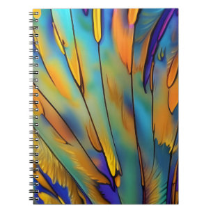 Caderno Espiral Arte de Abstrato IA com pena de vidro contida