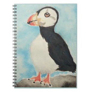 Caderno Espiral Arte de animal água-forte de Alaska do puffin fofo