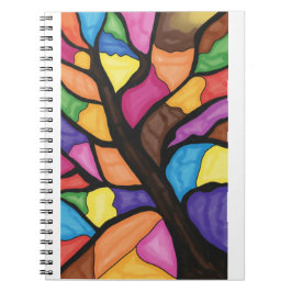 Caderno Espiral Arte de árvore em vitral