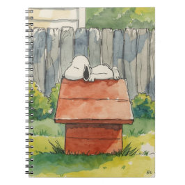 Caderno Espiral Arte de Cachorro Dormindo em Casa de Cachorro Verm