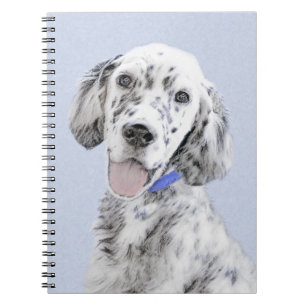 Caderno Espiral Arte de Cão de Pintura de Belton, Setter Azul