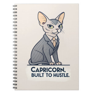 Caderno Espiral Arte de Capricórnio Zodíaco Gato Esfinge Construíd