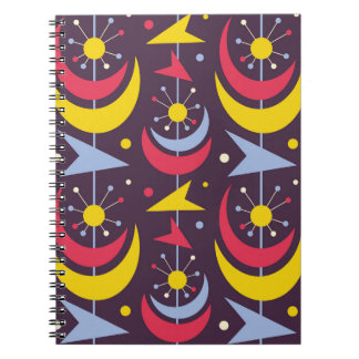 Caderno Espiral Arte de colheita moderna do século médio. Abstrac