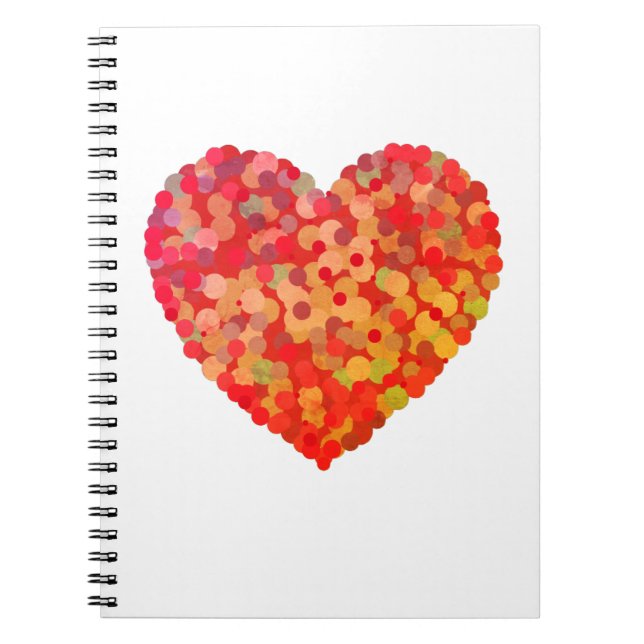 Caderno Espiral Arte de Coração Abstrato com Confetes (Frente)