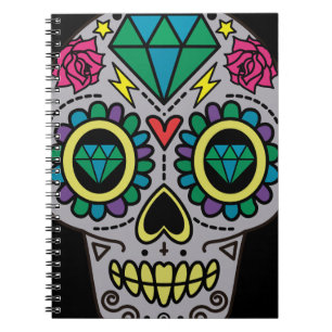 Caderno Espiral Arte de Crânio de Açúcar, Dia dos Mortos