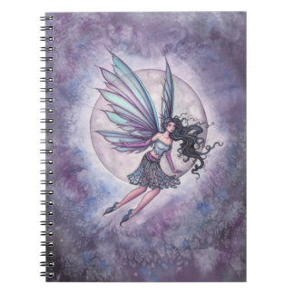 Caderno Espiral Arte de Fantasia da Fada do Voo ao Luar