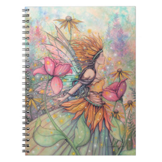 Caderno Espiral Arte de Fantasia da Fada Rainha do Verão por Molly