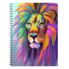 Caderno Espiral Arte de Fantasia Mística com abstrato Lion