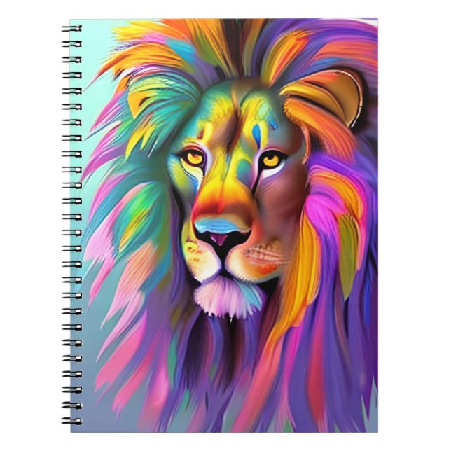 Caderno Espiral Arte de Fantasia Mística com abstrato Lion (Frente)