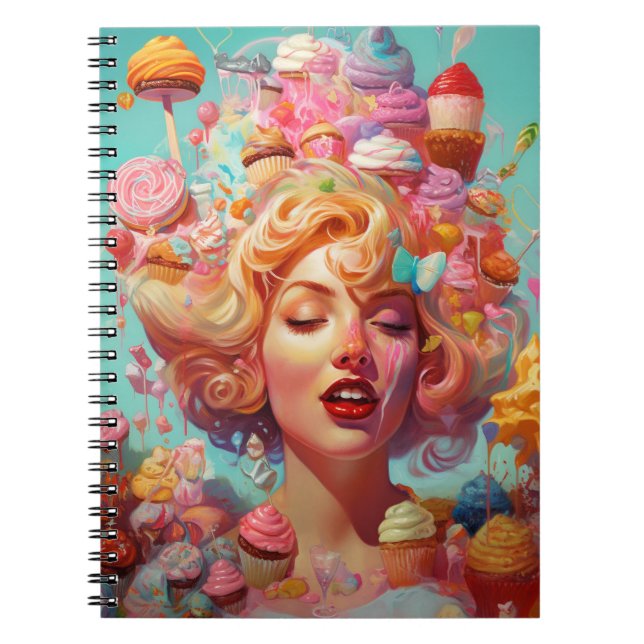 Caderno Espiral Arte De Fantasia Surreal Da Sorvete Candy (Frente)