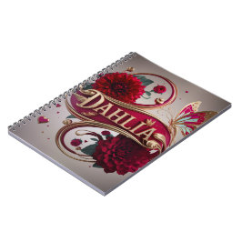 Caderno Espiral Arte de Flor Elegante com Acentos Dourados