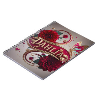 Caderno Espiral Arte de Flor Elegante com Acentos Dourados