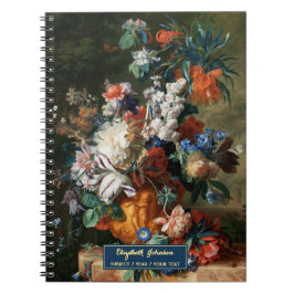 Caderno Espiral Arte de Flores Personalizadas Escrita Elegante Nom