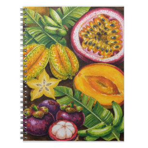 Caderno Espiral Arte de Frutas Tropicais Decoração de Cozinha Ex