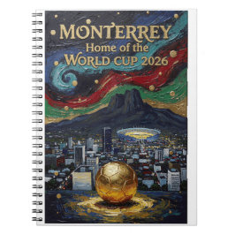 Caderno Espiral Arte de Futebol de Monterrey 2026 Estádio Design d