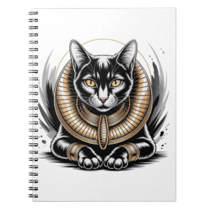 Caderno Espiral Arte de Gato Negro egípcio